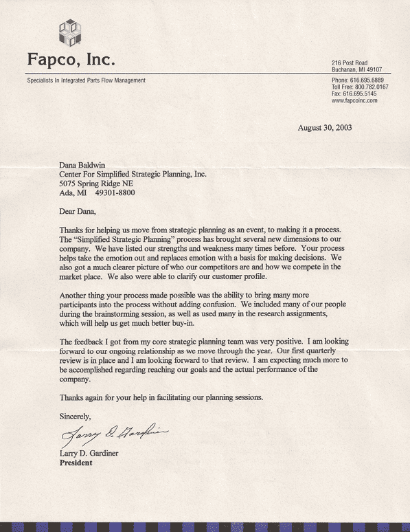 Testimonial for Dana Baldwin